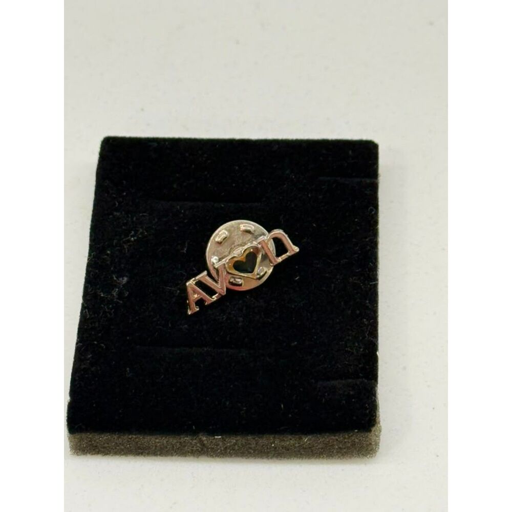 Vintage Avon Silver-Tone Green Heart Lapel Pin